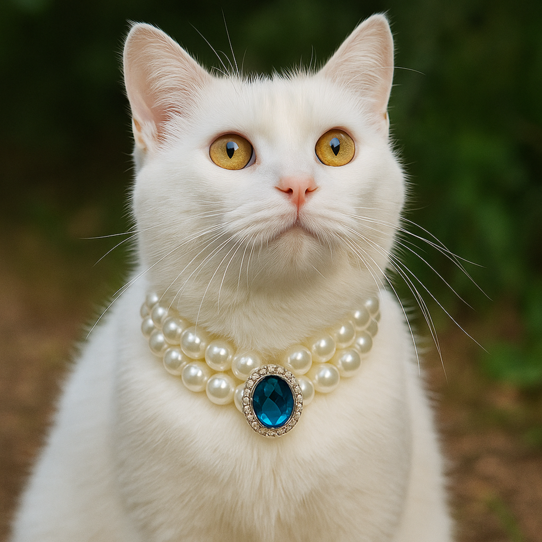 Elegant Cat Necklace – Faux Pearl Collar