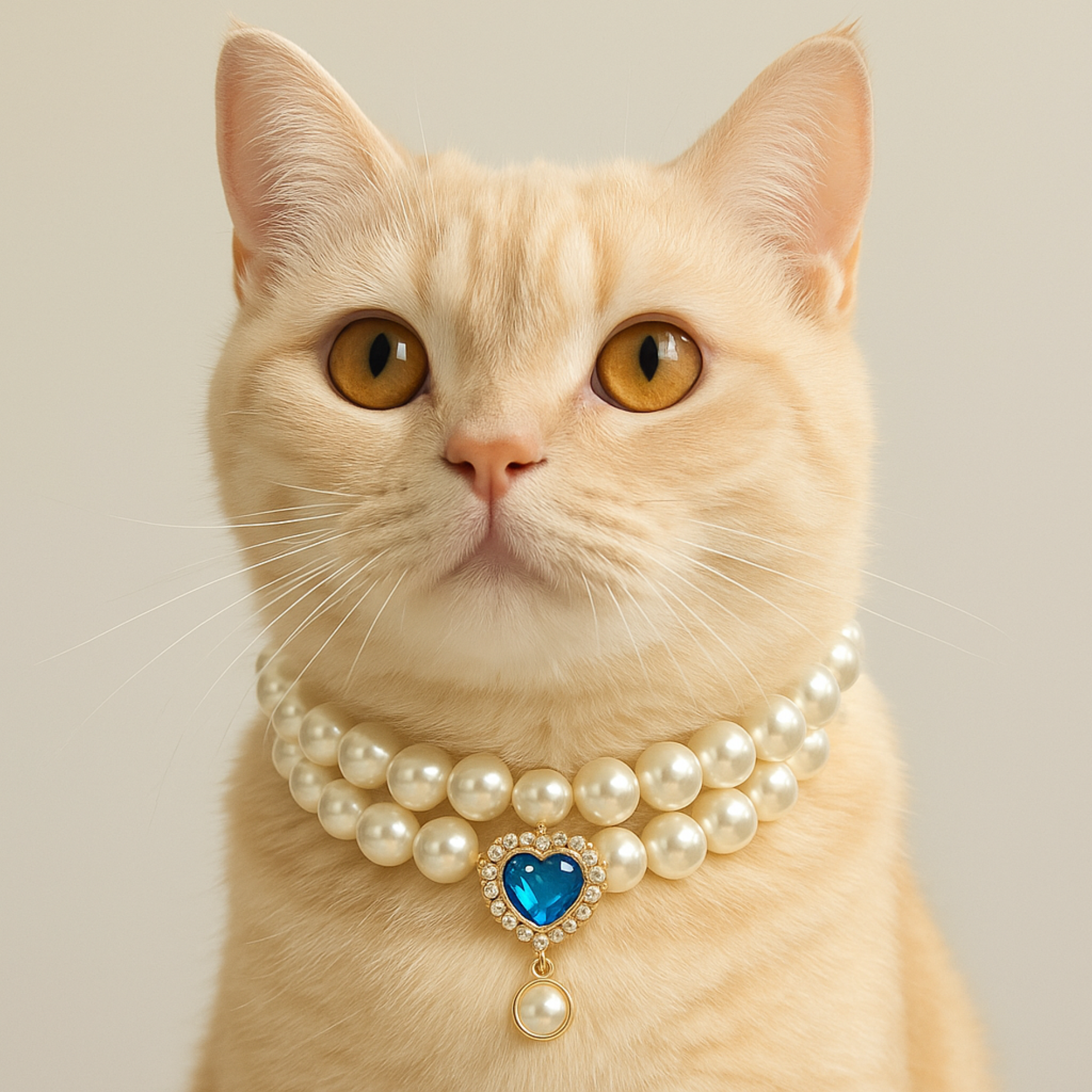 Elegant Cat Necklace – Faux Pearl Collar
