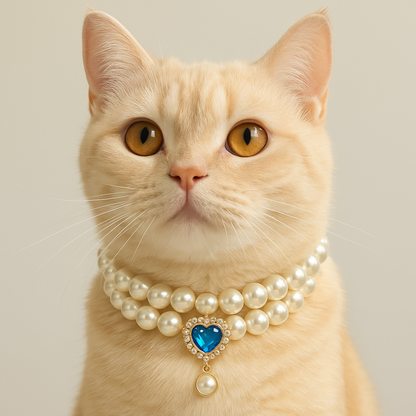 Elegant Cat Necklace – Faux Pearl Collar