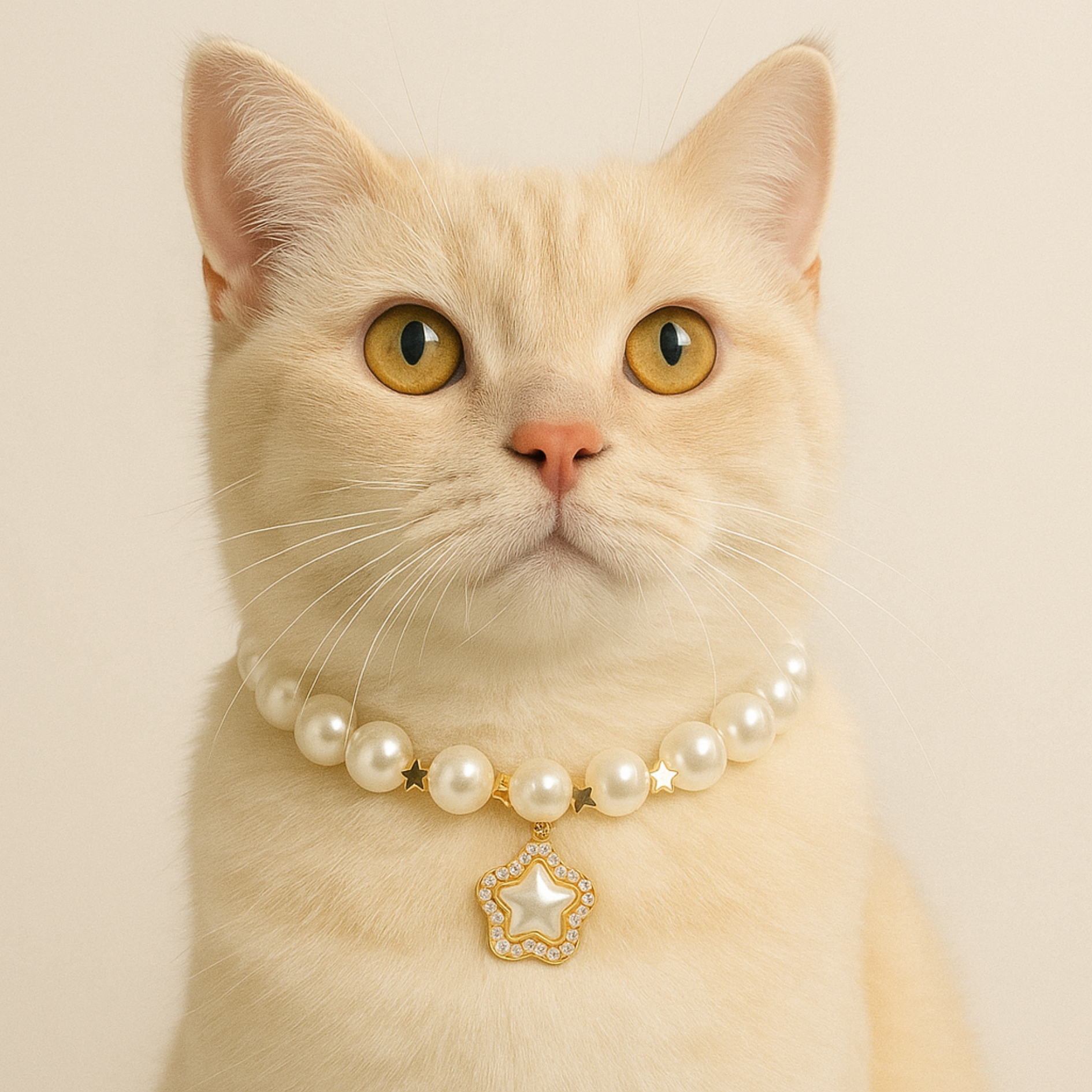 Elegant Cat Necklace – Faux Pearl Collar