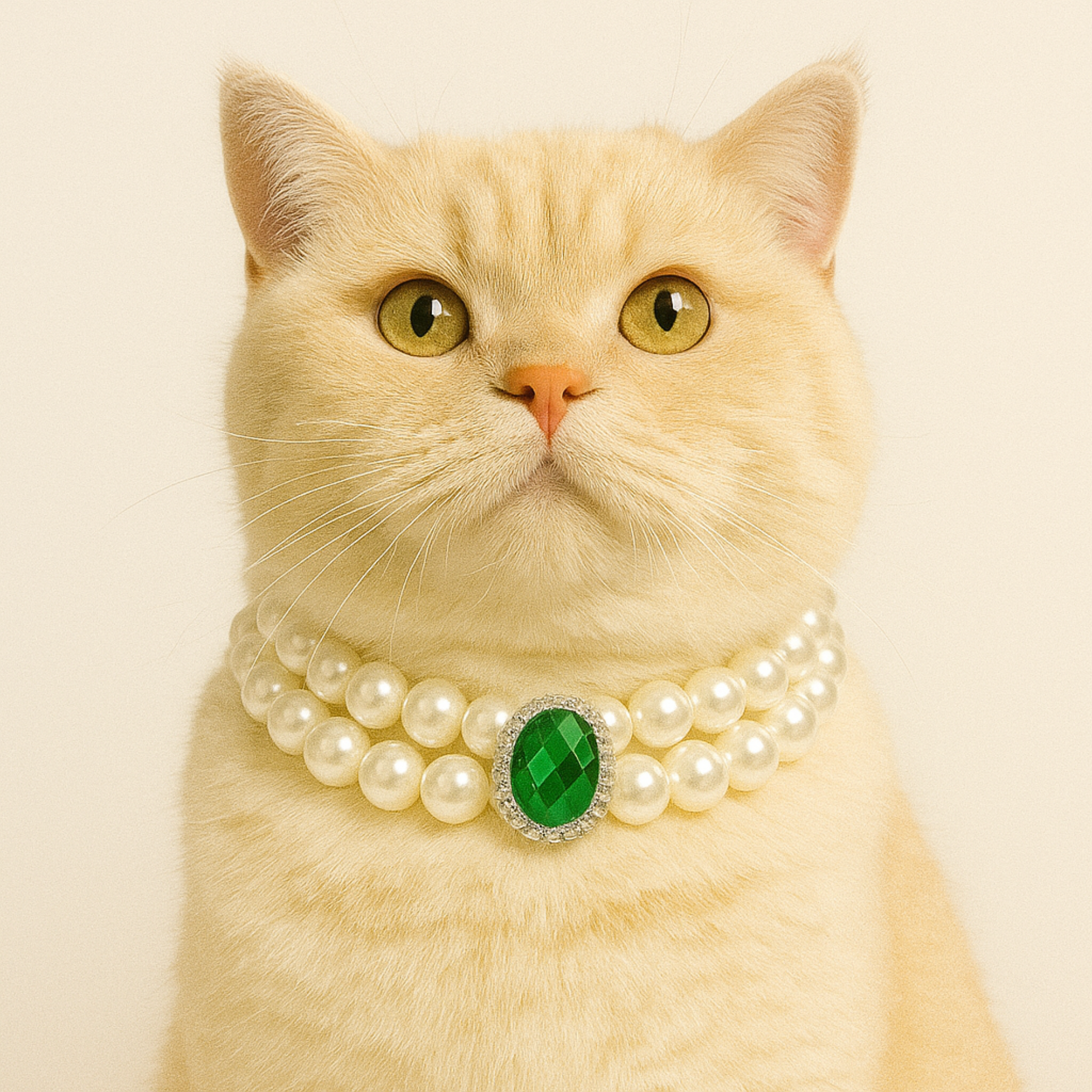 Elegant Cat Necklace – Faux Pearl Collar