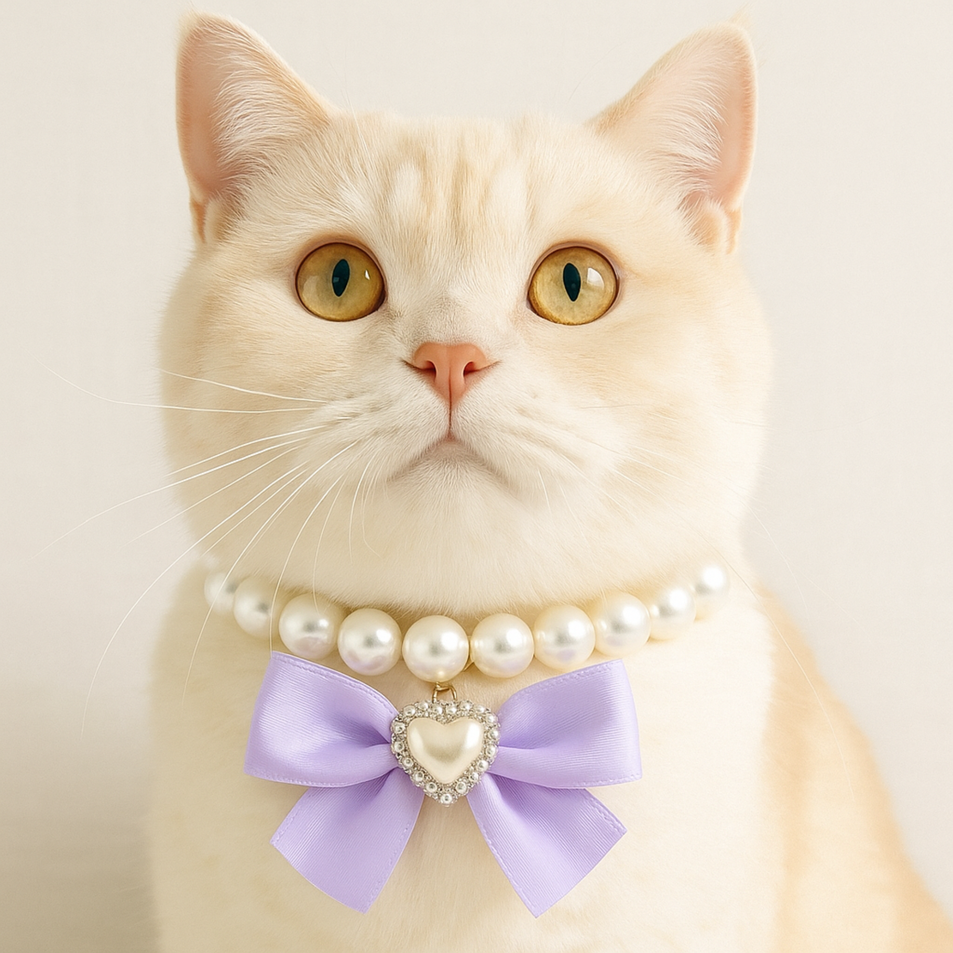 Elegant Cat Necklace – Faux Pearl Collar