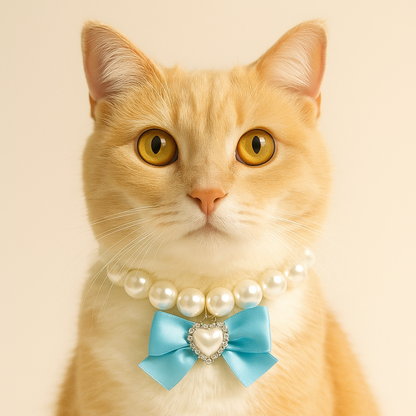 Elegant Cat Necklace – Faux Pearl Collar