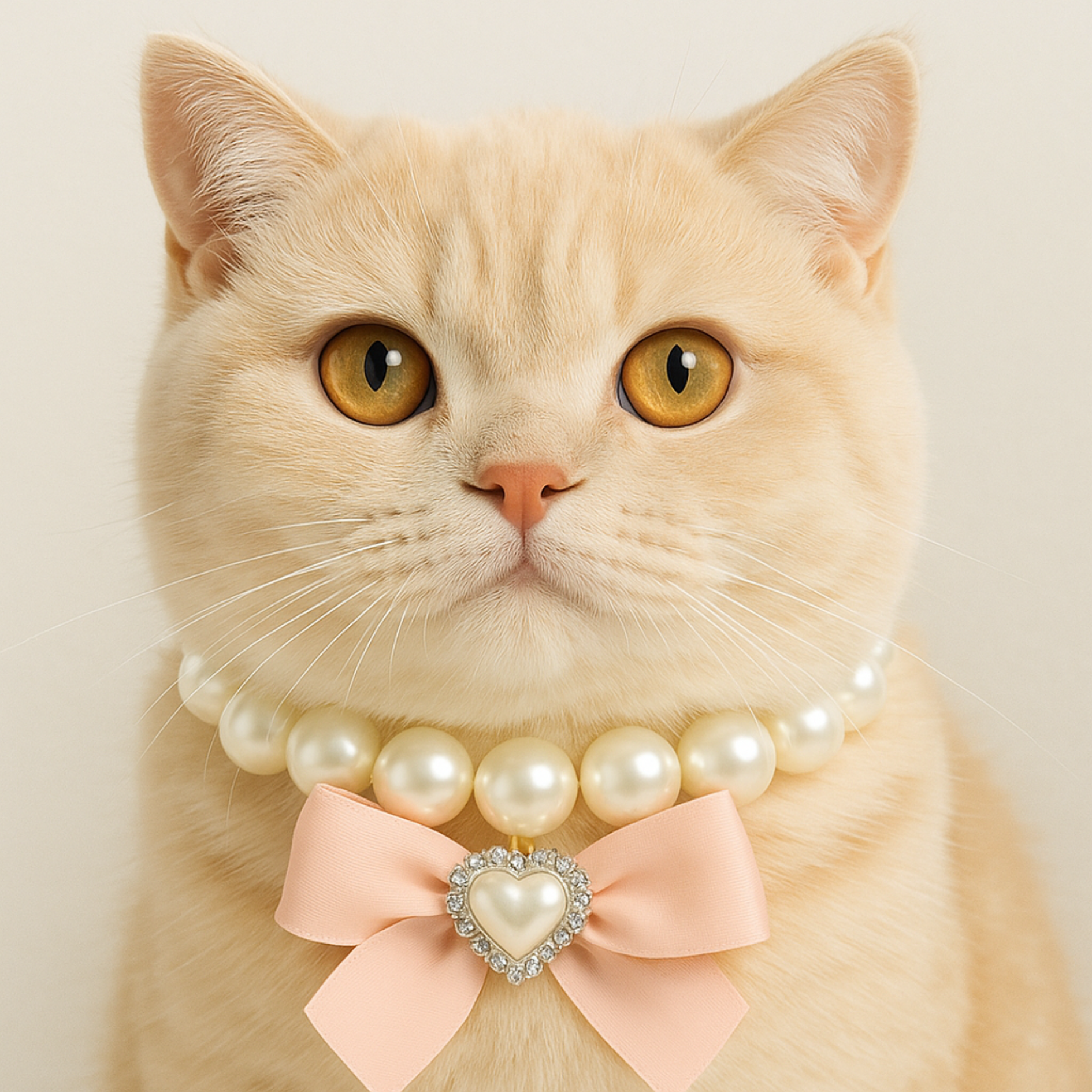 Elegant Cat Necklace – Faux Pearl Collar
