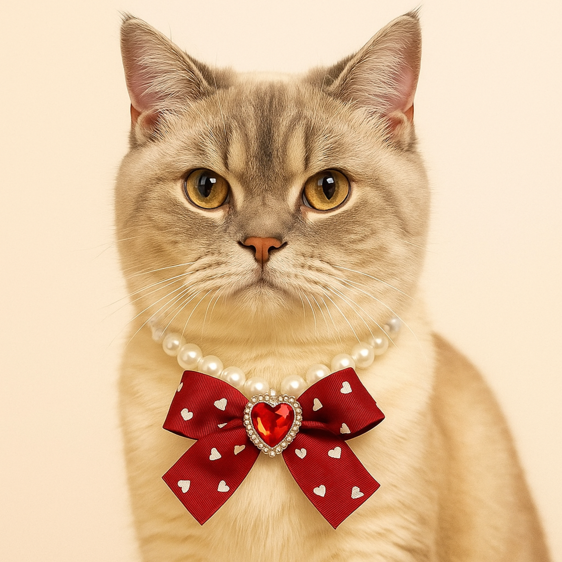Elegant Cat Necklace – Faux Pearl Collar