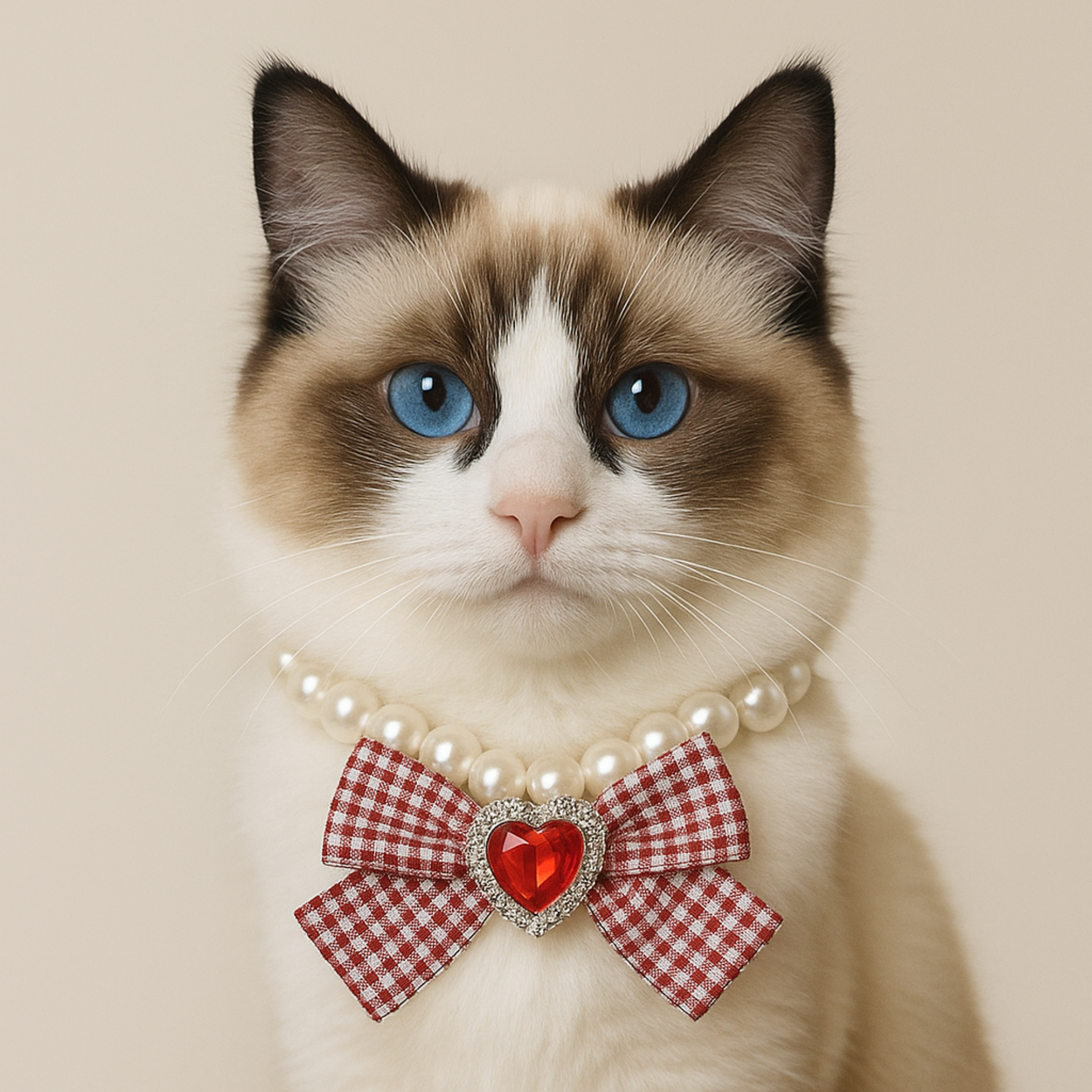 Elegant Cat Necklace – Faux Pearl Collar