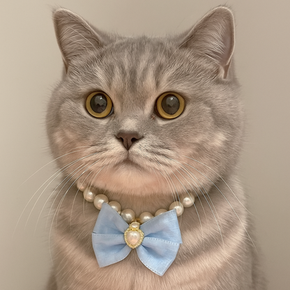 Elegant Cat Necklace – Faux Pearl Collar