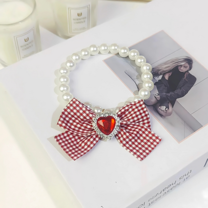 Elegant Cat Necklace – Faux Pearl Collar