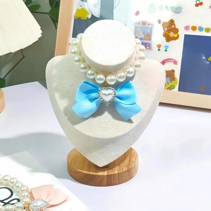 Elegant Cat Necklace – Faux Pearl Collar