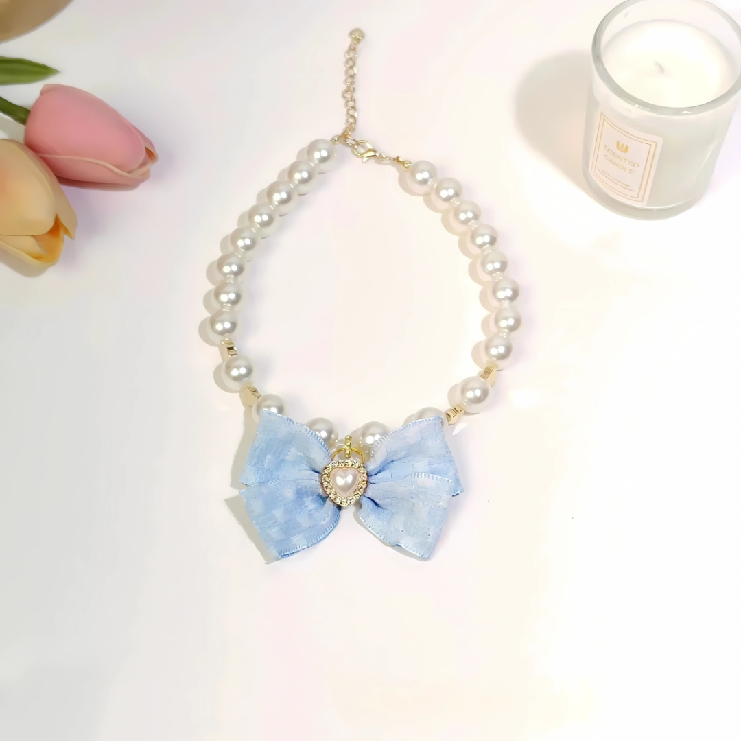 Elegant Cat Necklace – Faux Pearl Collar