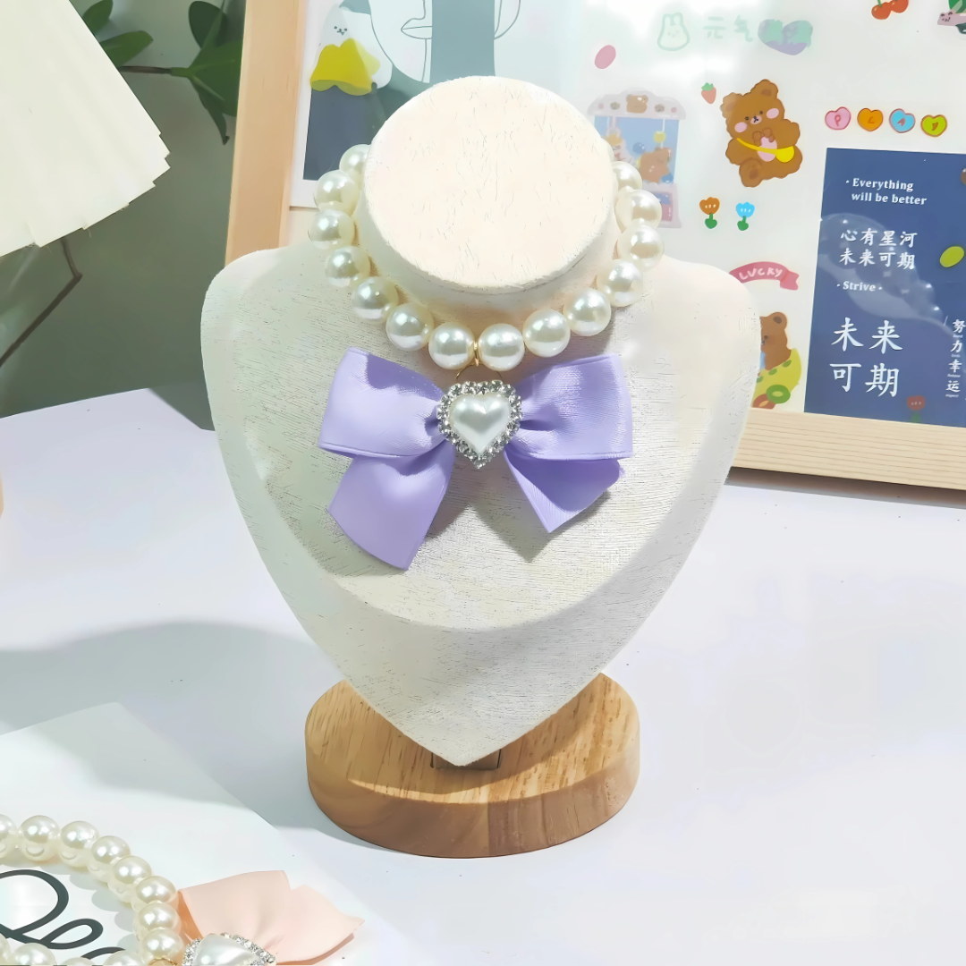 Elegant Cat Necklace – Faux Pearl Collar