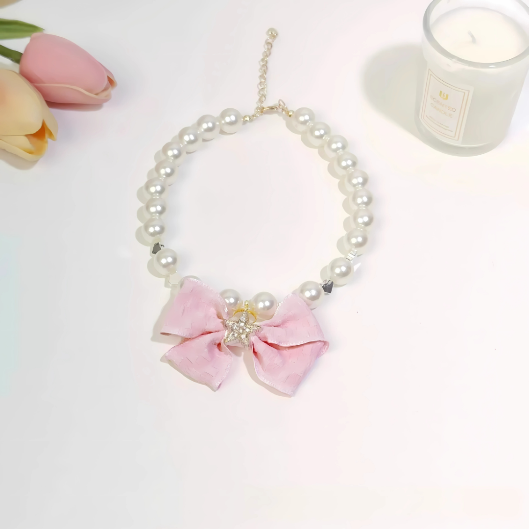 Elegant Cat Necklace – Faux Pearl Collar