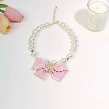 Elegant Cat Necklace – Faux Pearl Collar