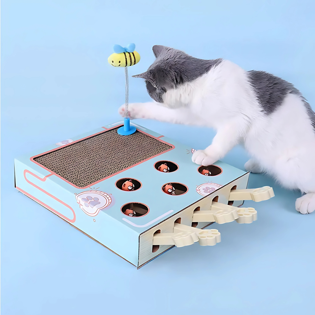 Whack-a-Mole Cat Toy with Scratching Board