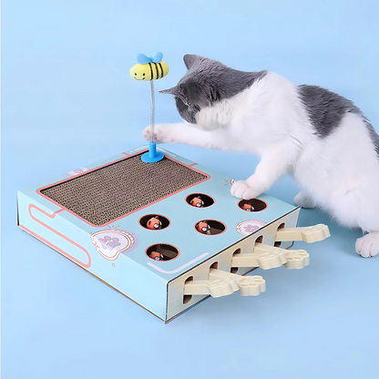Whack-a-Mole Cat Toy with Scratching Board