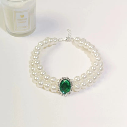 Elegant Cat Necklace – Faux Pearl Collar